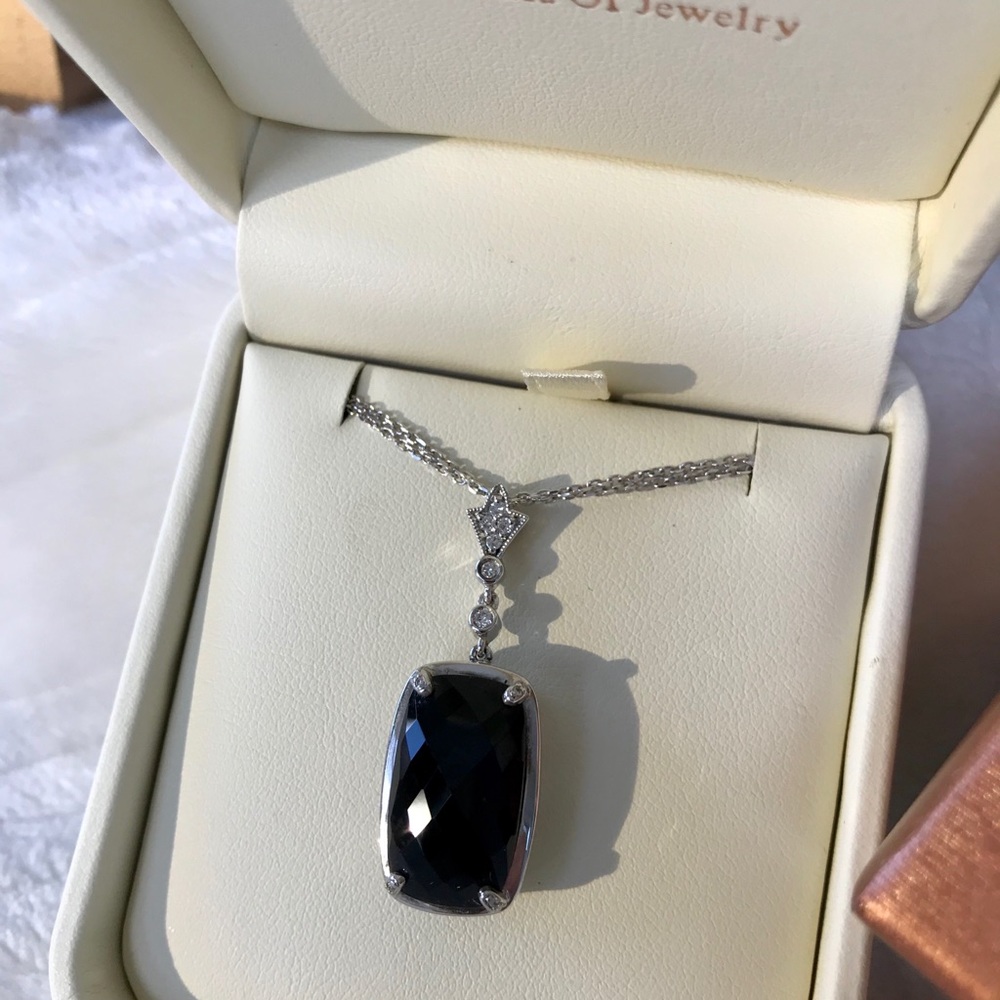 Neil Lane Onyx and Diamond Pendant Necklace .925